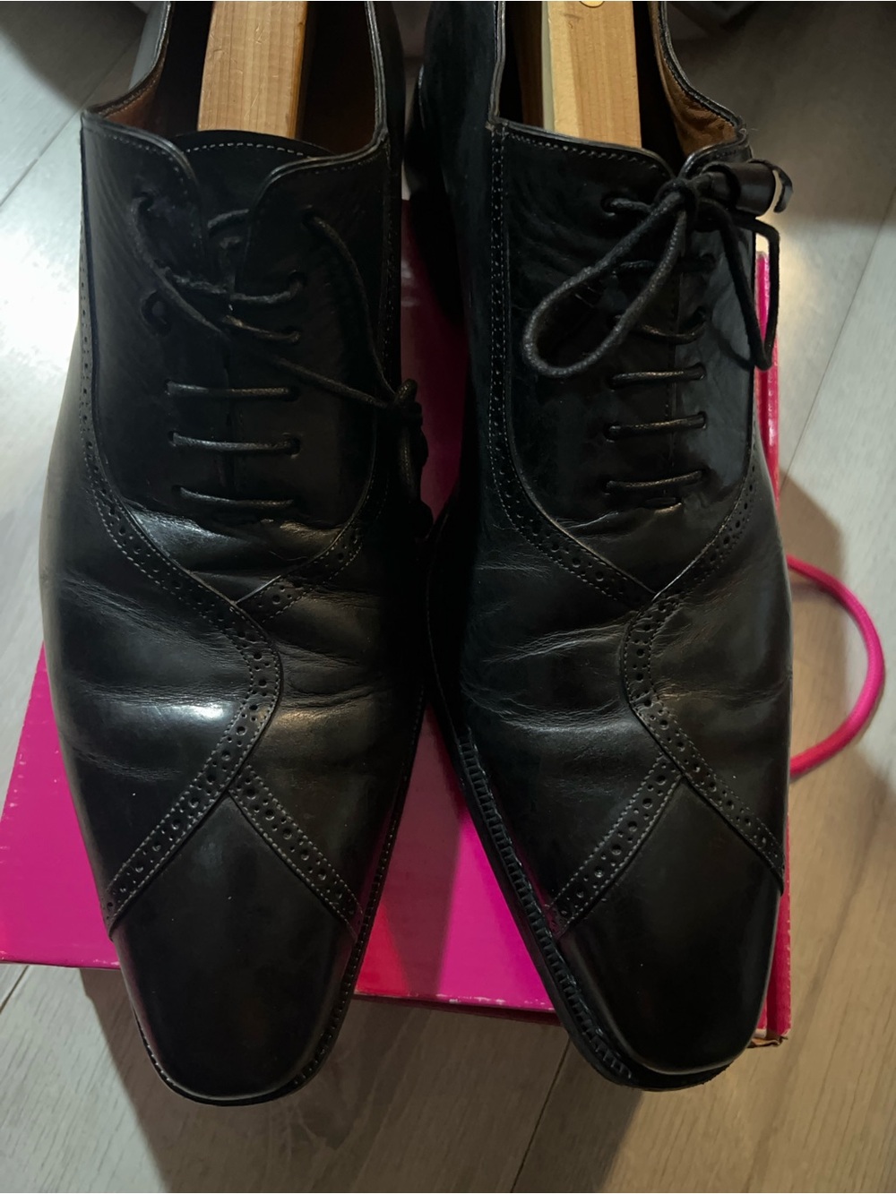 Mezlan Ortega Black Leather Modified Bicycle Toe Oxford Dress Shoe Size 13